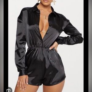 PLT Black button down Romper